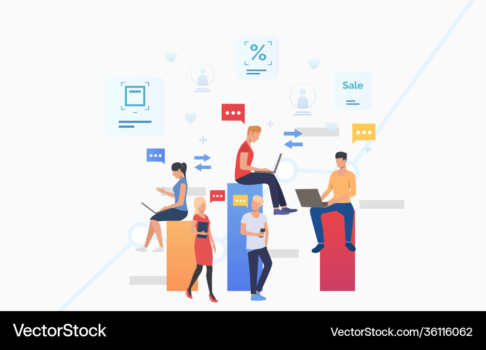 People using gadgets sending messages People using gadgets sending messages Vector Image