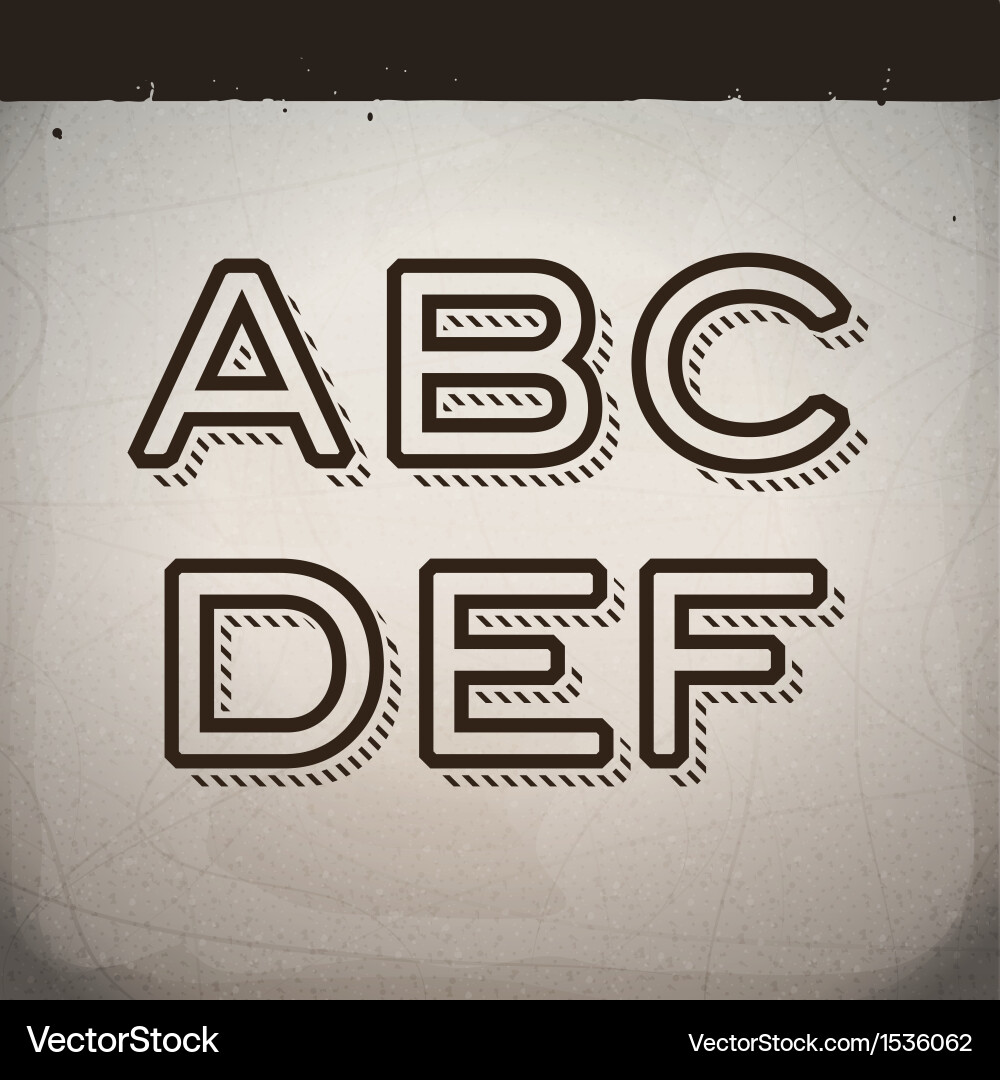 Retro Alphabet Font Set - A to F Vector Image