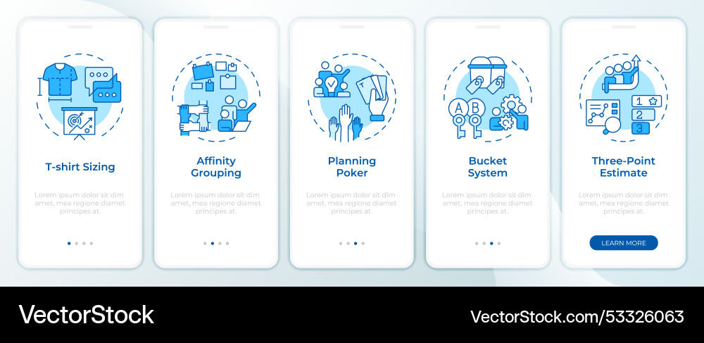 Agile development estimation blue onboarding Vector Image