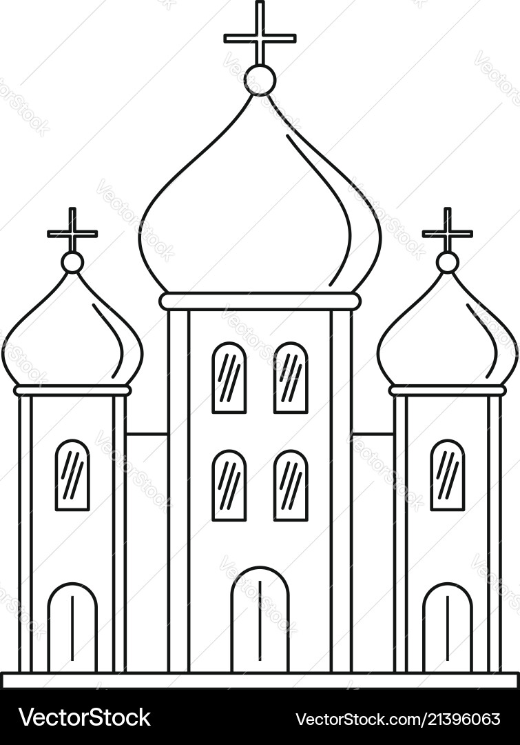 Christian church icon outline style Christian church icon outline style vector image