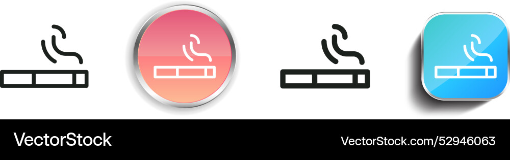Cigarette icon thin linear regular and button Cigarette icon thin linear regular and button vector image