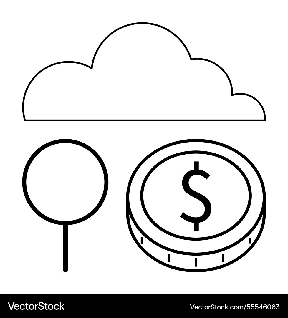 Cloud computing with location pin and coin Cloud computing with location pin and coin vector image