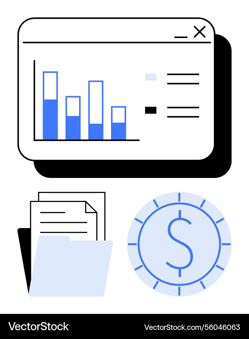 Data analysis dashboard with bar chart file Data analysis dashboard with bar chart file vector image