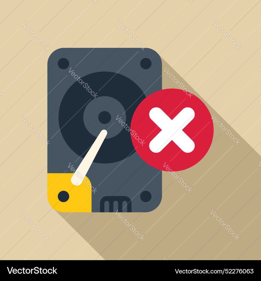 Hard drive disk showing error message with red Hard drive disk showing error message with red vector image