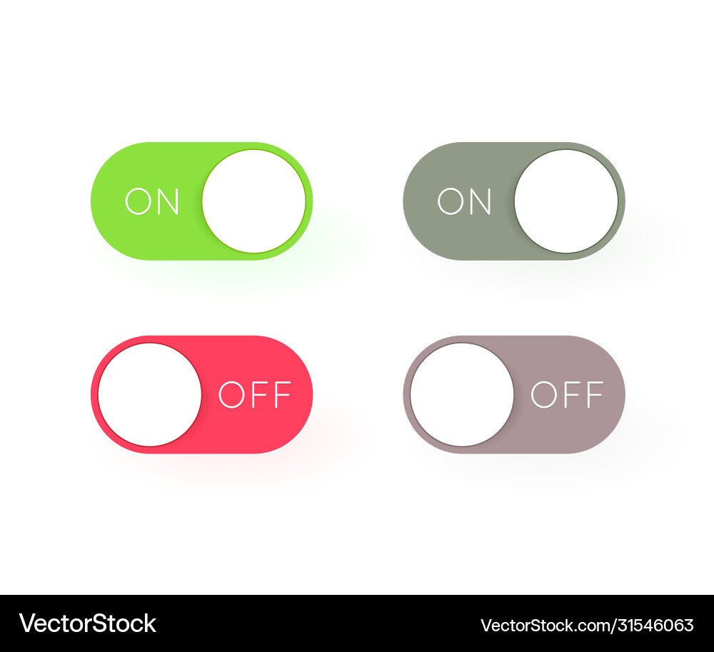On and off toggle switch buttons modern devices On and off toggle switch buttons modern devices vector image