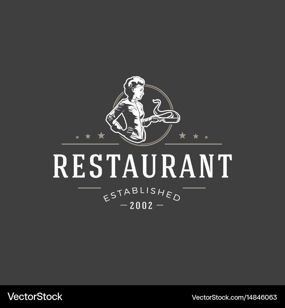 Retro Chef Logo Template Royalty Free Vector Image