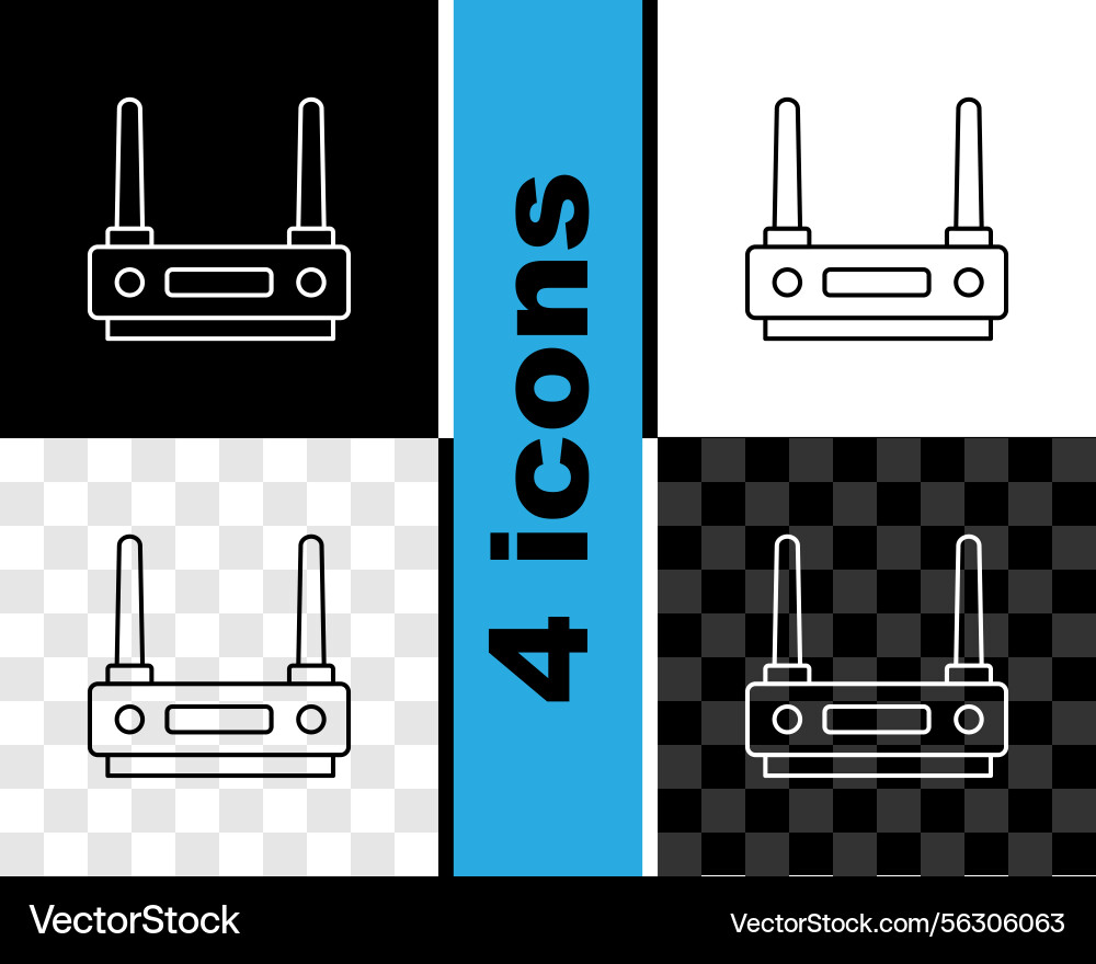 Set line router and wi-fi signal icon isolated Set line router and wi-fi signal icon isolated vector image