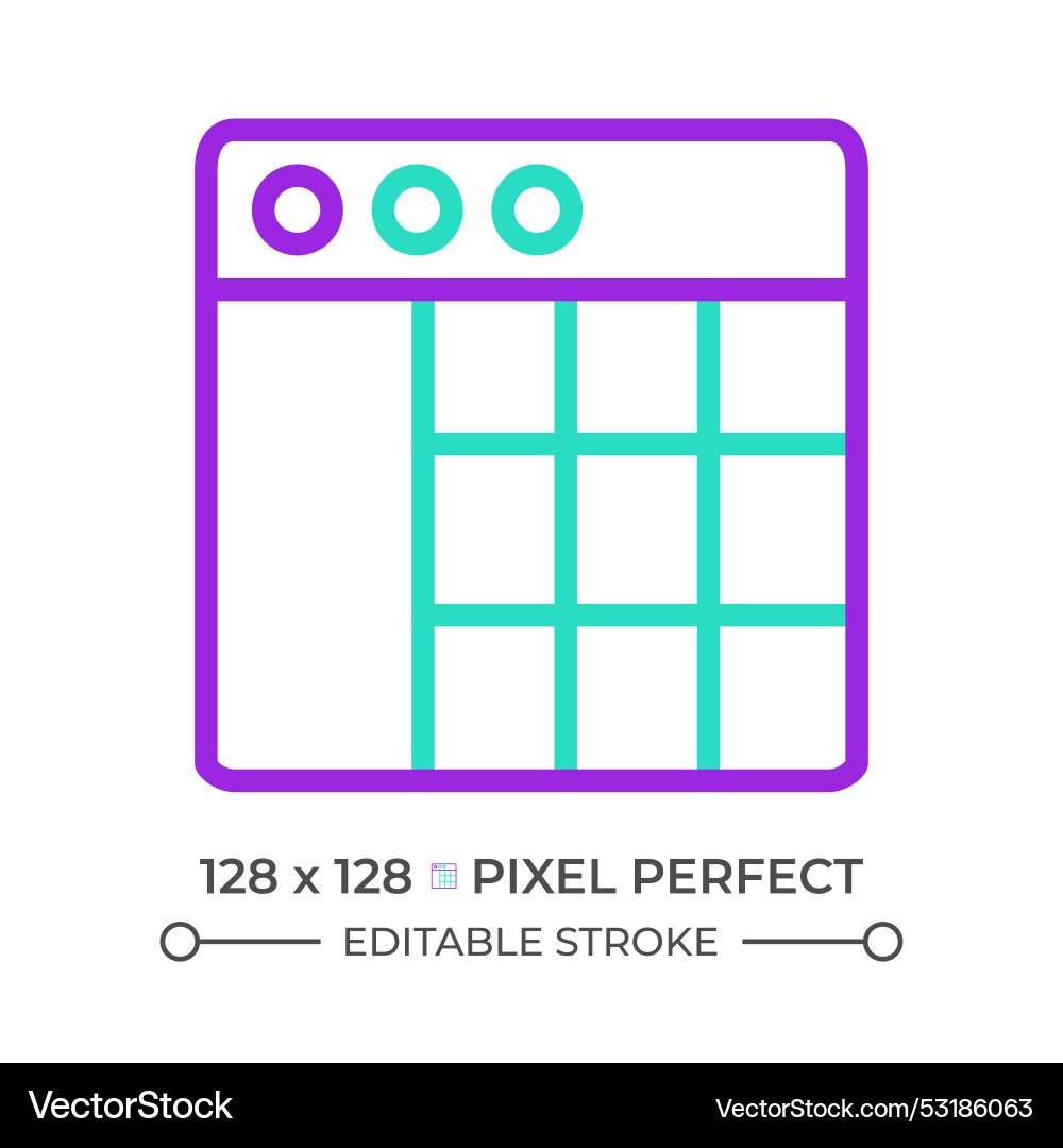 Spreadsheet two color line icon Spreadsheet two color line icon vector image