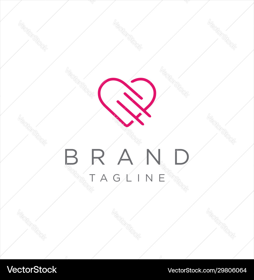 Abstract Heart Logo Line Art Vector Image
