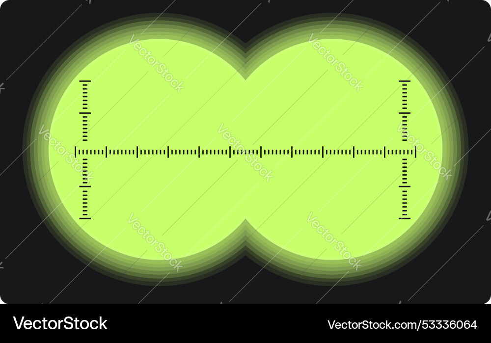 Binocular view with measuring scale over black Vector Image