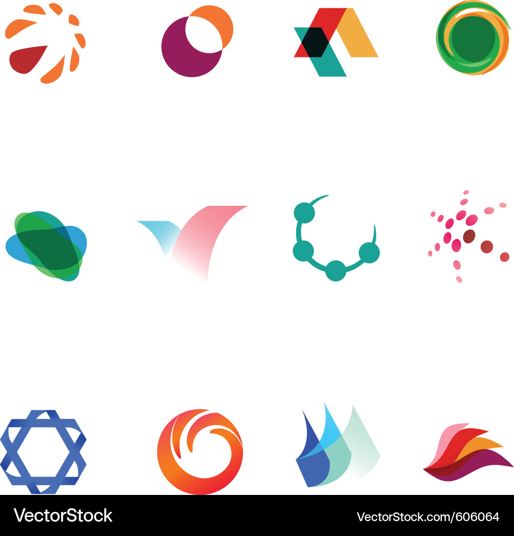 Bunte abstrakte Symbol-Set Vektorbild