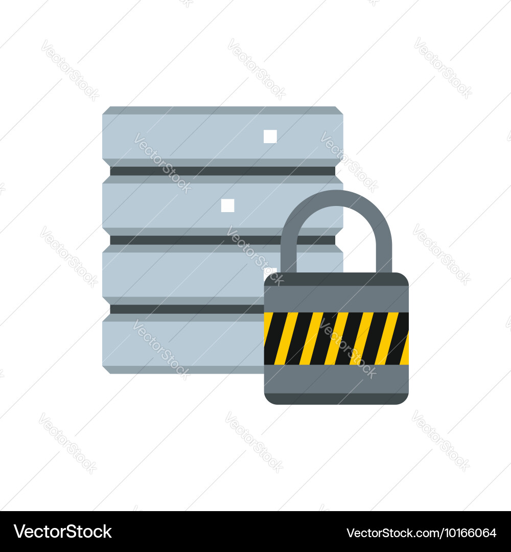 Database with padlock icon flat style vector image