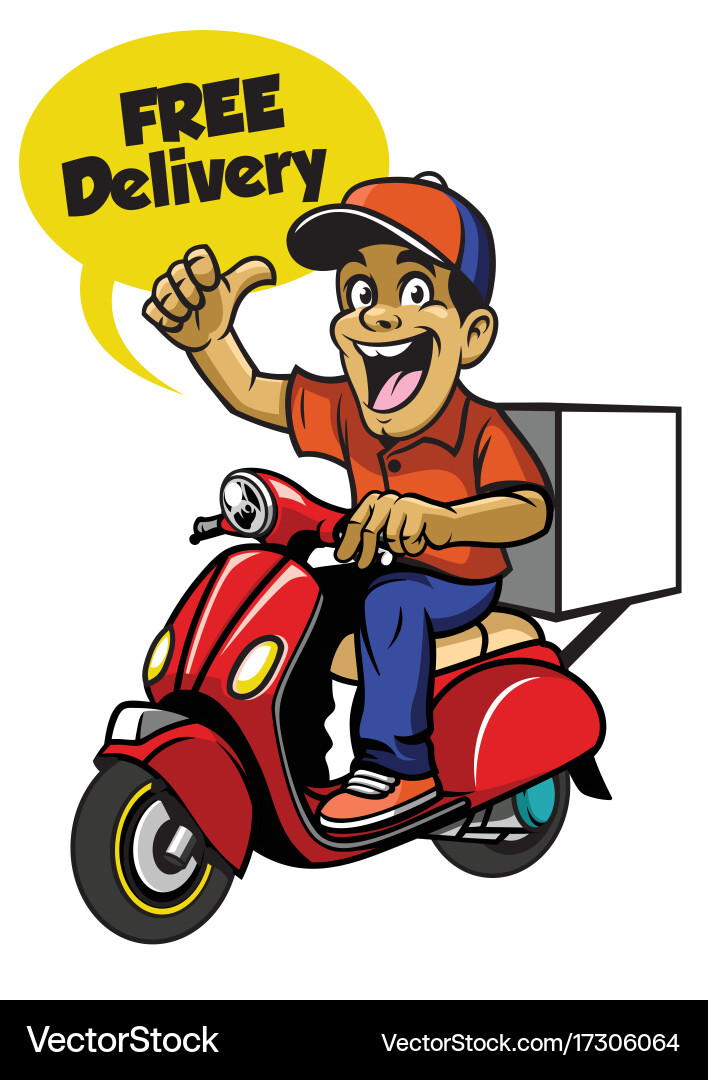 Delivery Rider on Scooter Royalty Free Vector Image