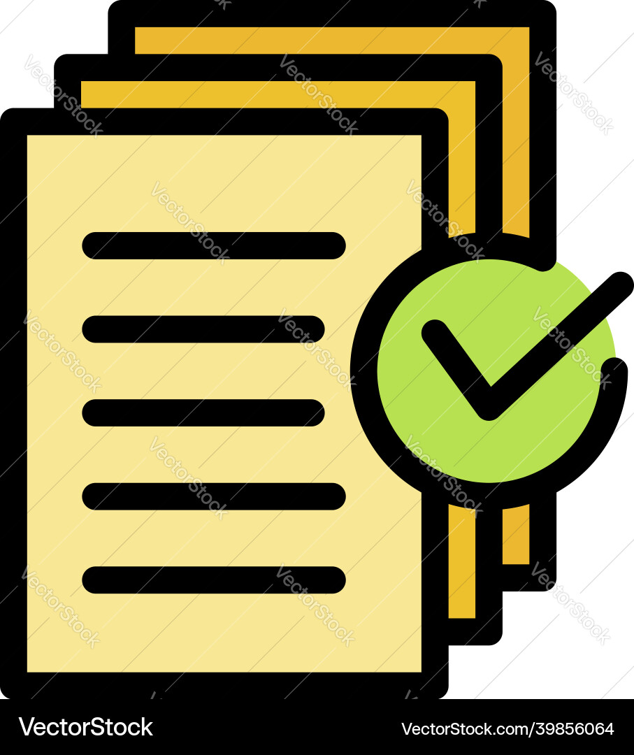 Dokument genehmigte Anfrage Icon Farbe Umriss Dokument genehmigte Anfrage Icon Farbe Umriss vektorbild