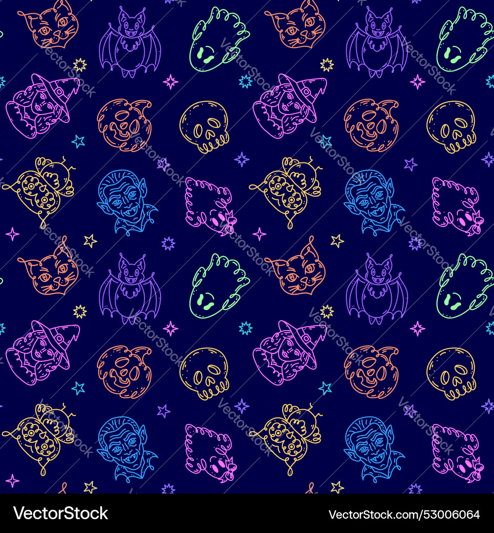 Seamless pattern with characters in doodle style vector image