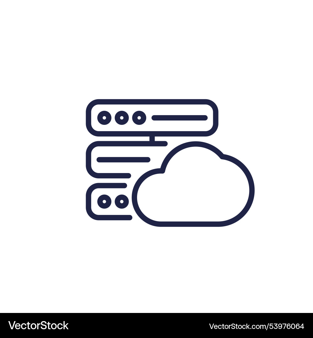 Server line icon with a cloud vector image