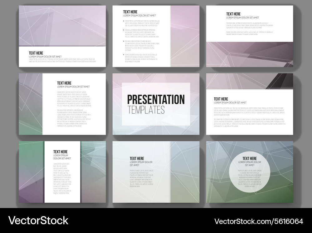 Set of 9 templates for presentation slides vector image