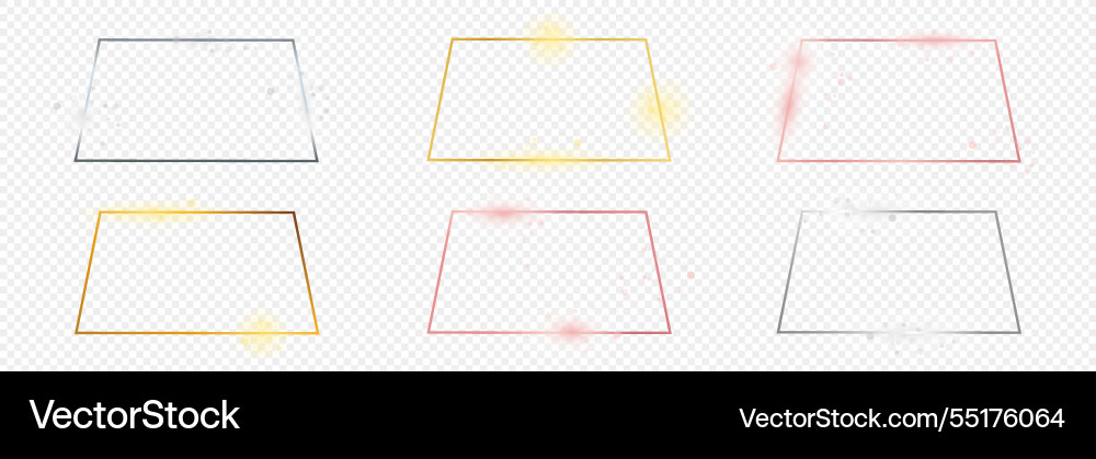 Set of six trapezoid shape frames Set of six trapezoid shape frames vector image