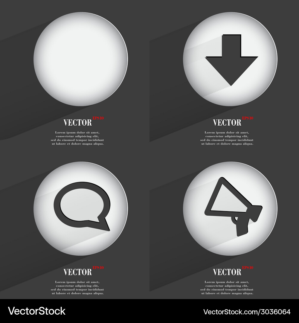 Set of trendy buttons icons with long shadow Vector Image