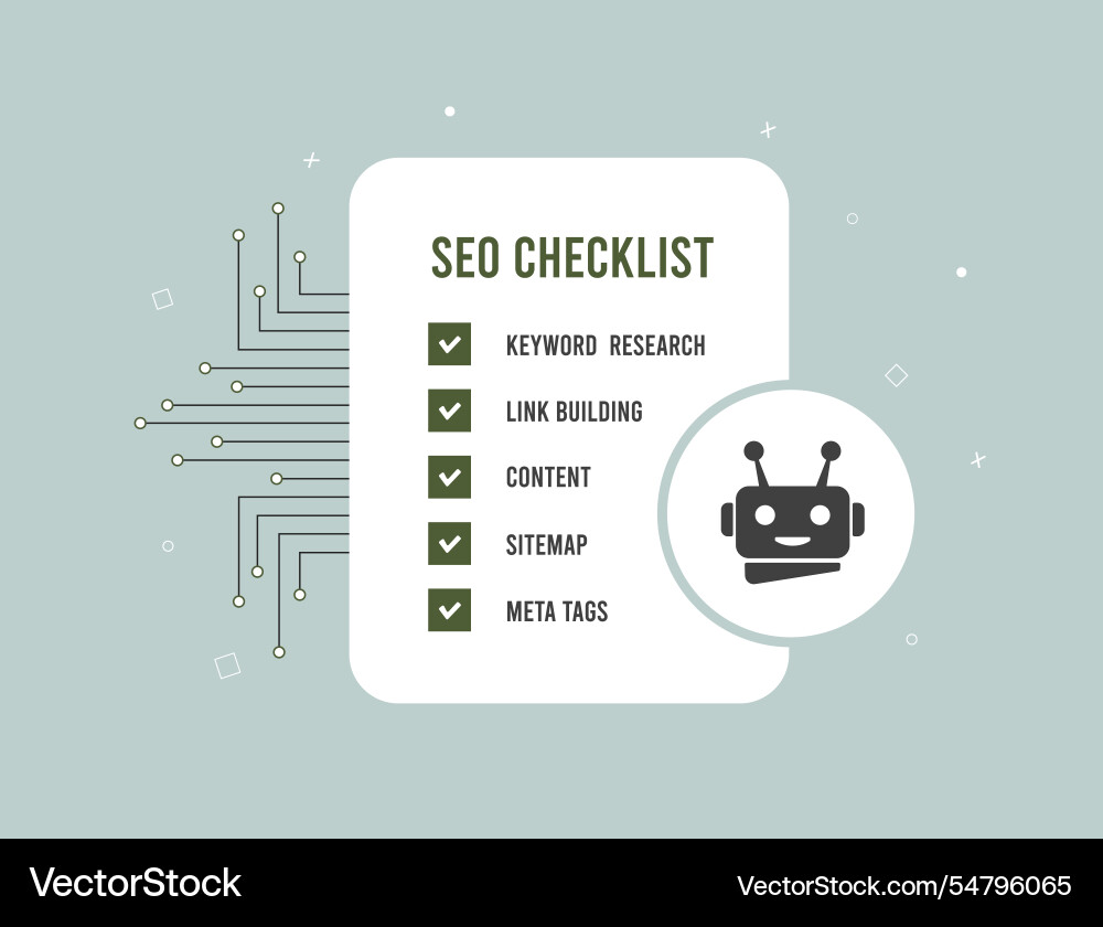 Ai-powered seo checklist with automated tools vector image