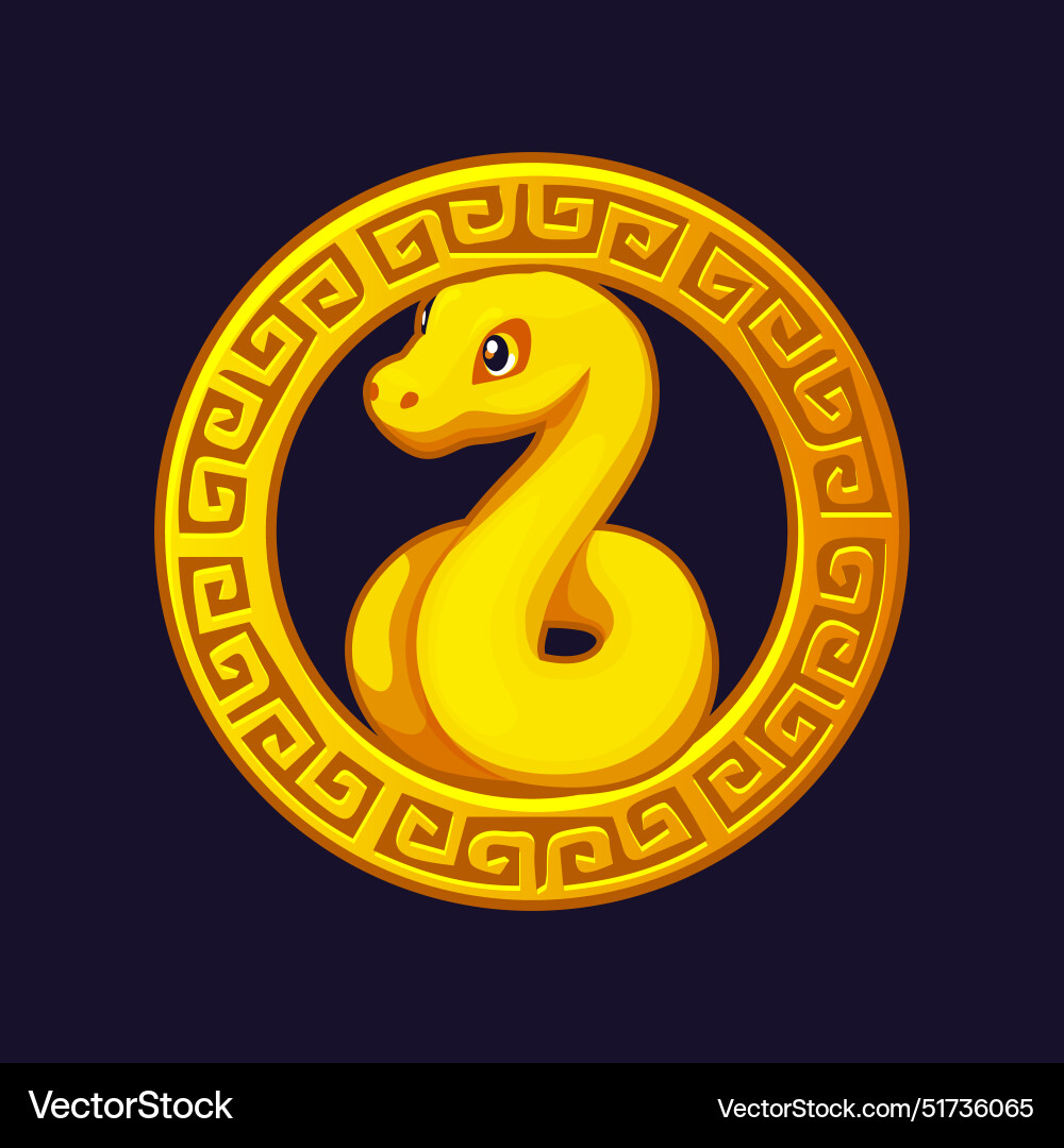 Chinese golden talisman with a snake symbol 2025 Chinese golden talisman with a snake symbol 2025 vector image