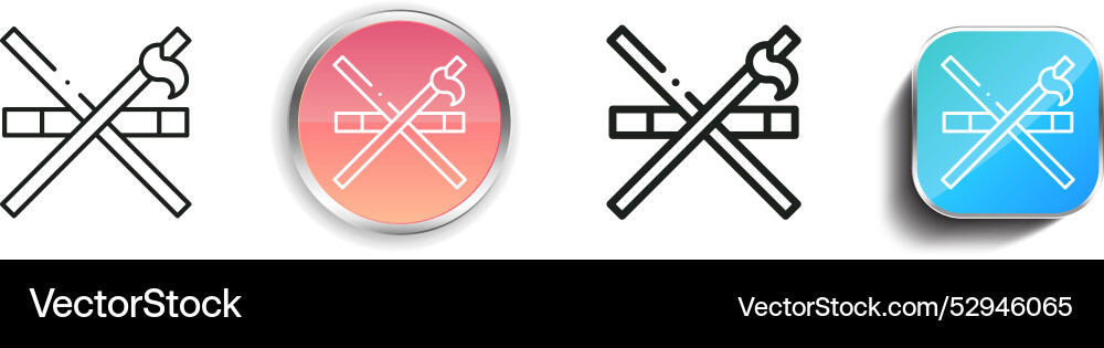 Cigarette icon thin linear regular and button Cigarette icon thin linear regular and button vector image