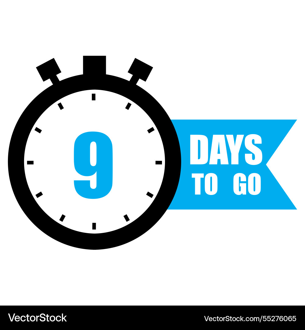 Countdown timer number nine focus bold 9 days Countdown timer number nine focus bold 9 days vector image