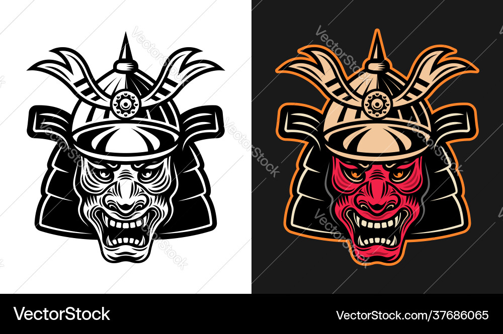 Japanese demon samurai in helmet Japanese demon samurai in helmet vector image