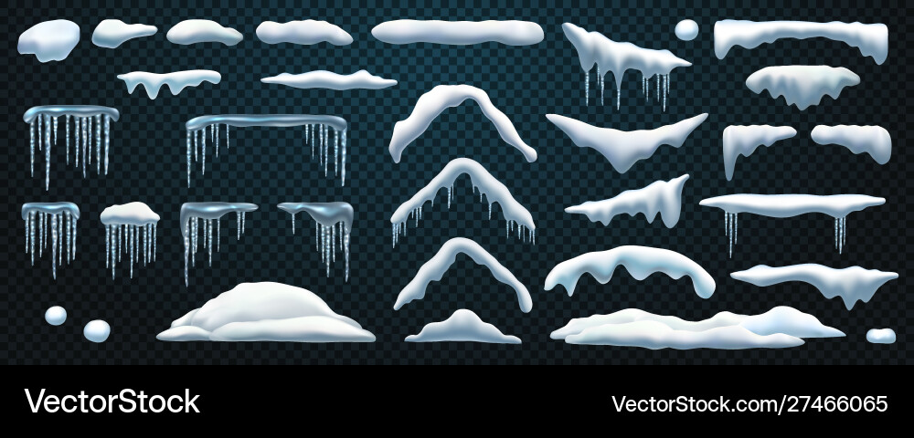 Set snowdrift and icicle snow cap snowball Set snowdrift and icicle snow cap snowball vector image