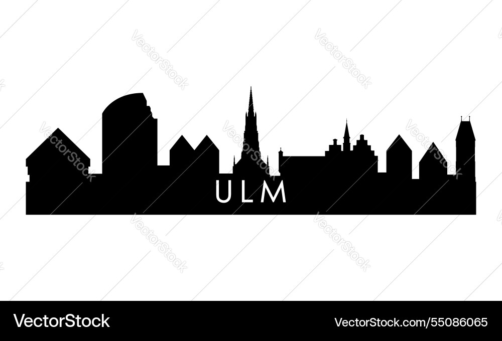 Ulm skyline silhouette black city design Ulm skyline silhouette black city design Vector Image