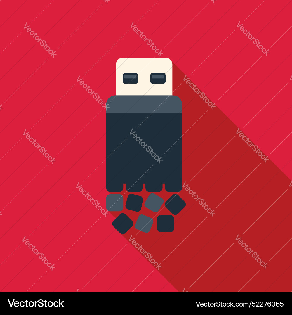 Usb flash drive losing data on red background Usb flash drive losing data on red background vector image