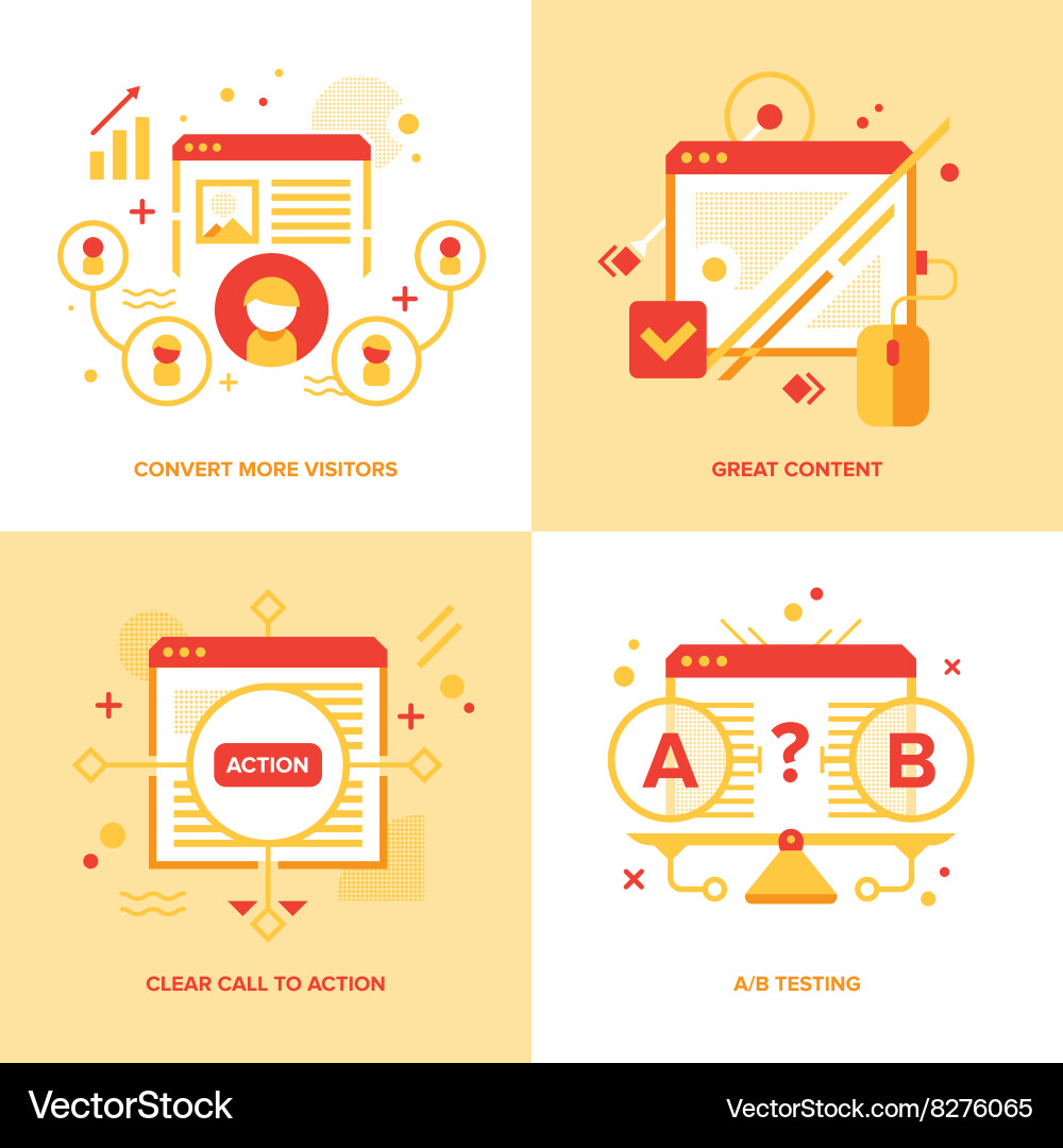 Website Conversion Optimization Icons vector image