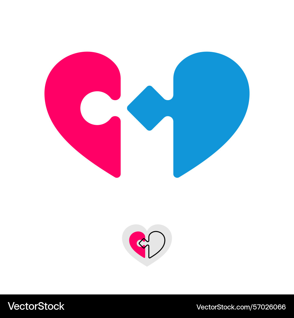 Heart puzzle with wrong fit elements unsuitable Heart puzzle with wrong fit elements unsuitable vector image