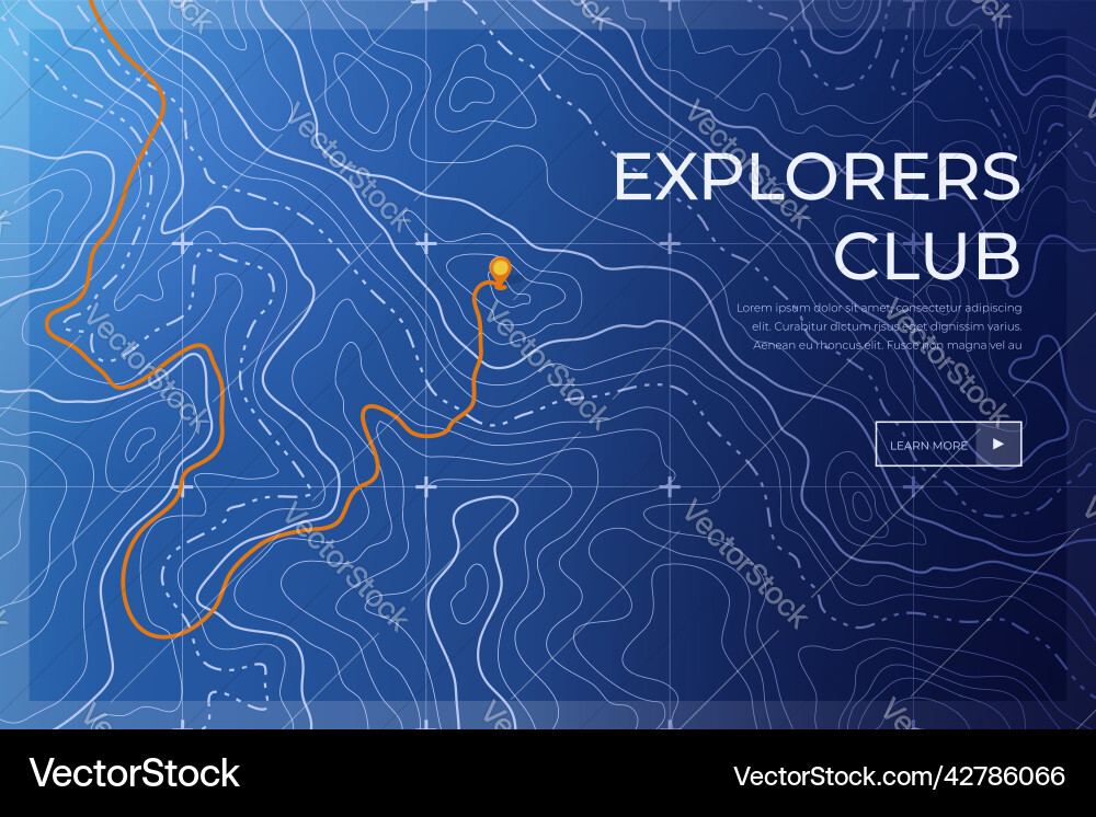 Mountain Contour Map with Route Marker Vector Image
