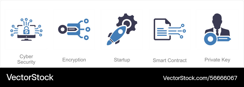 A set of 5 blockchain icons as cyber security Vector Image