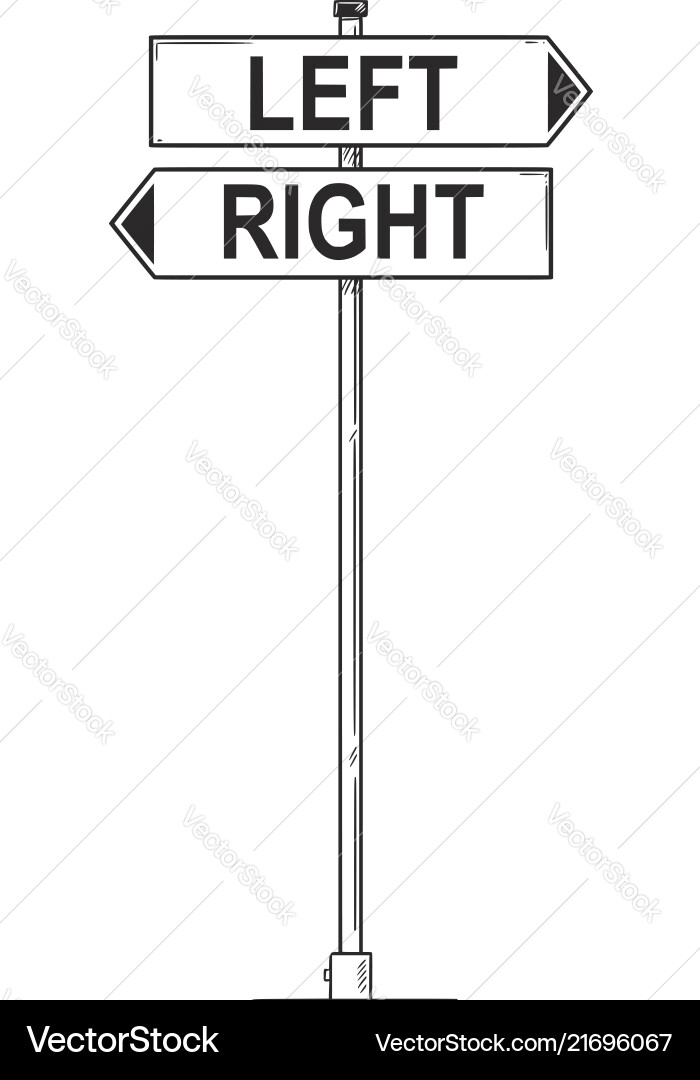 Cartoon drawing of left and right pointing arrow Cartoon drawing of left and right pointing arrow vector image