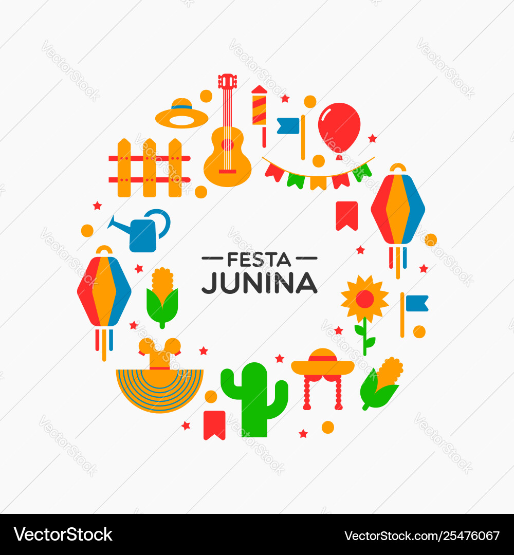 Happy festa junina karte party dekoration Happy festa junina karte party dekoration vektorbild