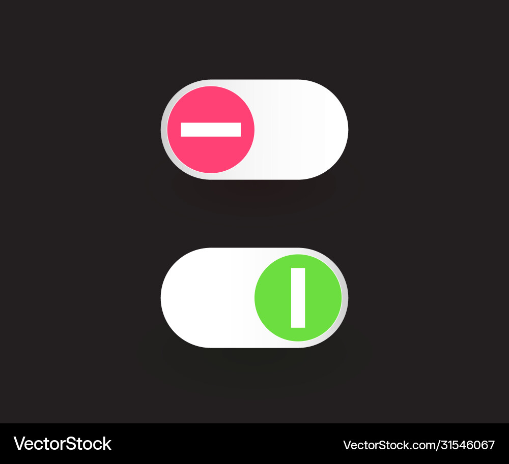 On and off toggle switch buttons modern devices On and off toggle switch buttons modern devices vector image