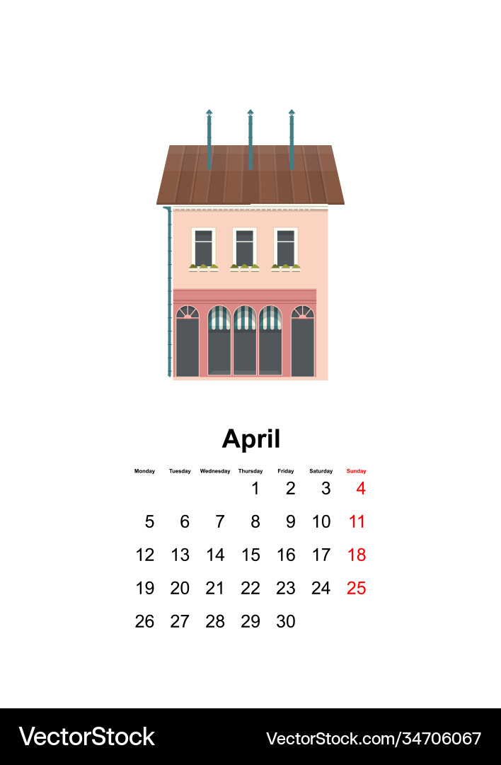 Vertical wall calendar page for month 2021 Vertical wall calendar page for month 2021 vector image