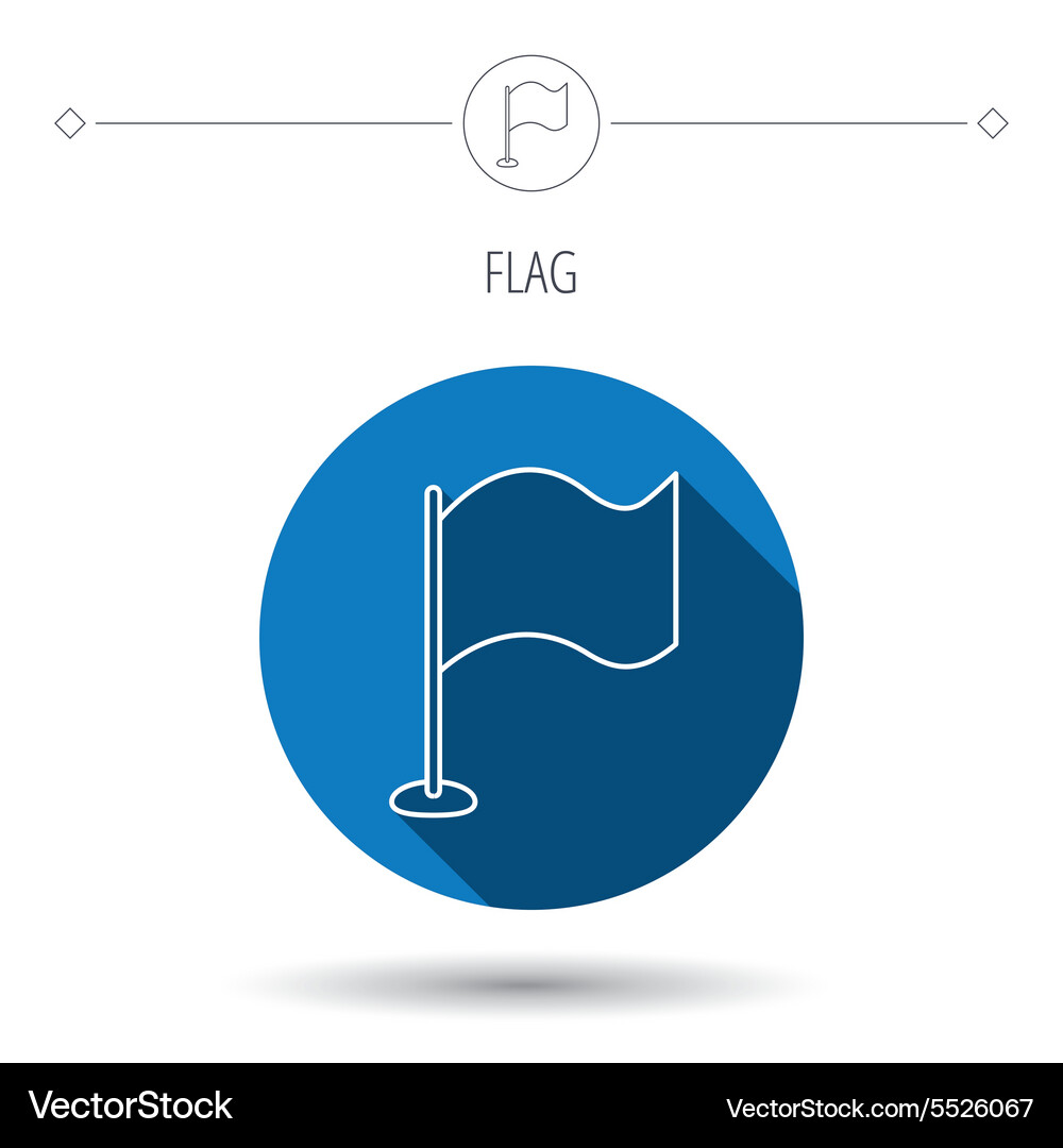 Waving flag icon location pointer sign Vector Image