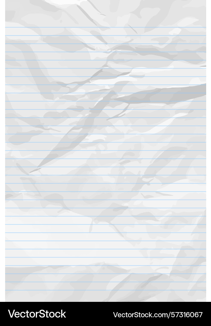 White clean crumpled notebook paper with lines White clean crumpled notebook paper with lines vector image