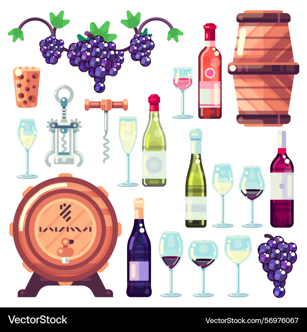 Wine making icons and design elements red vector image