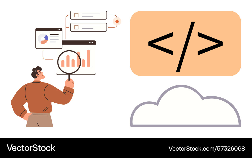 Entwickleranalyse von Daten und Code für Cloud-basierte Entwickleranalyse von Daten und Code für Cloud-basierte vektorbild