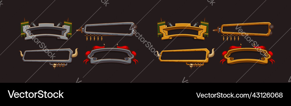 Fantasy frames with medieval weapon for rpg game Fantasy frames with medieval weapon for rpg game vector image