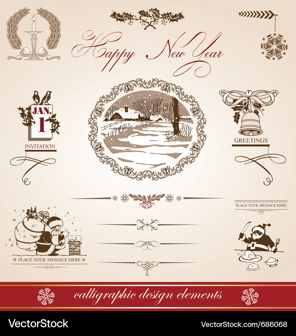 Festive Calligraphic Elements Vector Image