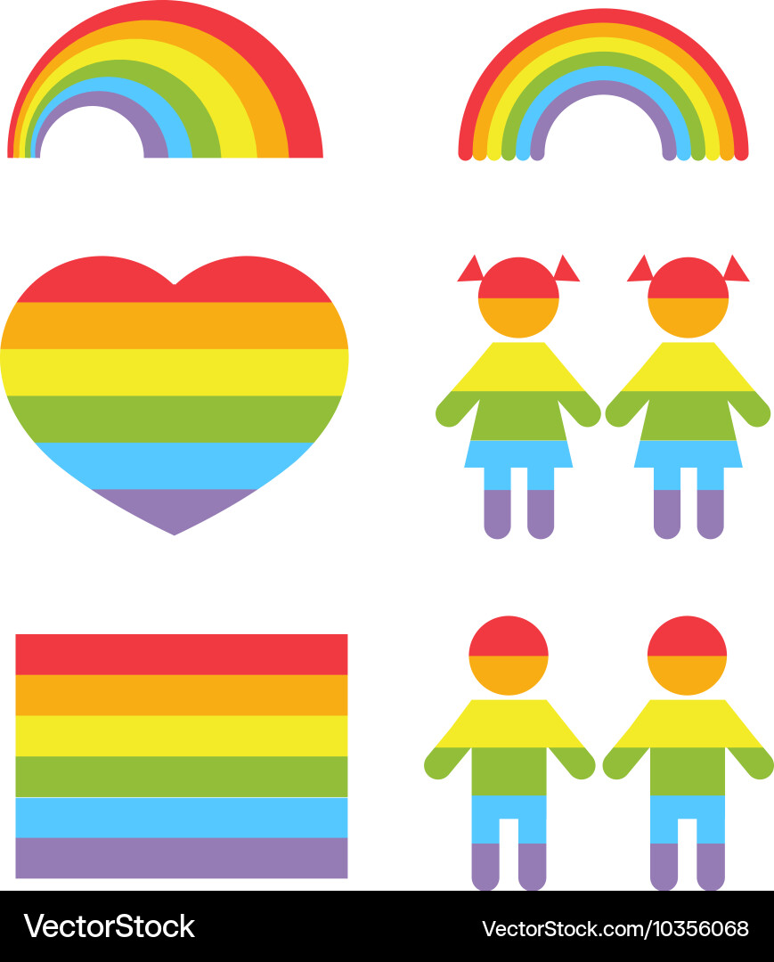 Gay pride rainbow heart and colors shapes vector image