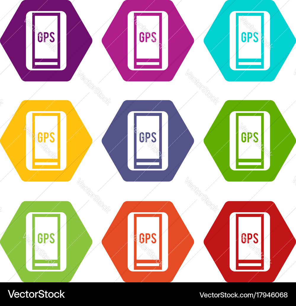 Global positioning system icon set color Vector Image