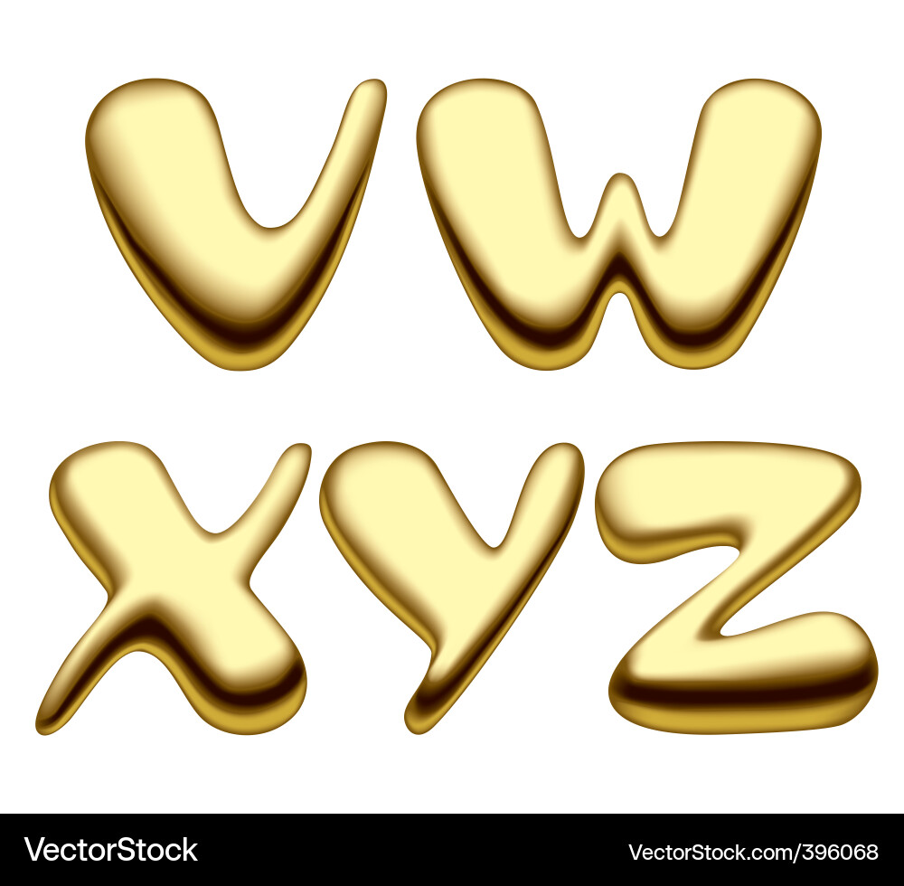 Gold Alphabet Letters Set Vector Image