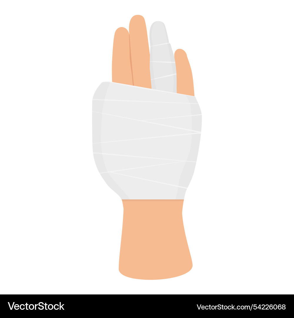 Hand trauma bandaged injured finger and wrist Hand trauma bandaged injured finger and wrist vector image