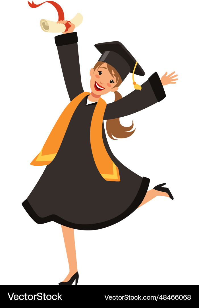 Happy female student with diploma celebrating Happy female student with diploma celebrating vector image
